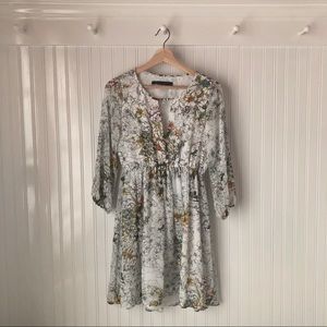 ZARA White Multi-Color Floral Summer Light Dress